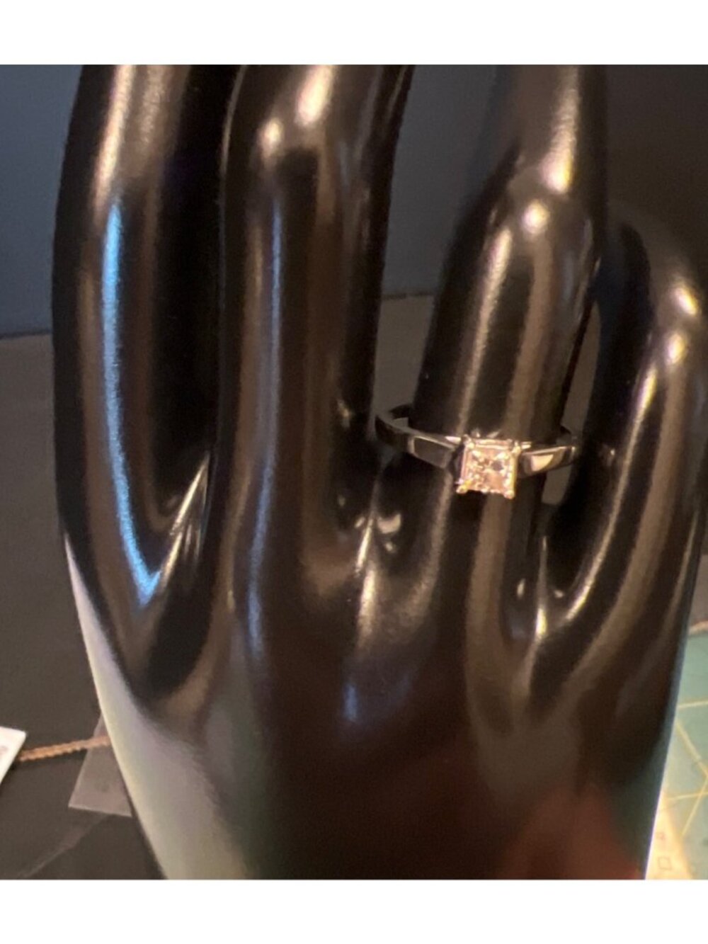 14K Princess-Cut Solitaire Diamond Engagement Ring In White Gold Size 6.5 Riam - Picture 2 of 16
